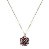 Classic Vintage Plum Rose Pendant Necklace