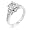 White Gold Rhodium Bonded Engagement Ring with Prong Set Clear CZ Centerstone and Accent Stones in Silvertone, 5