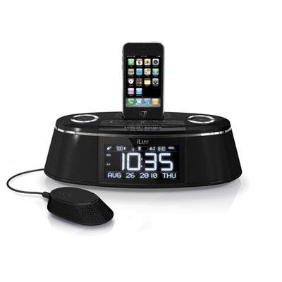 iLuv Vibe Plus Dual Alarm Clock with Bed Speaker Shaker for iPhoneÂ® - Black IMM178