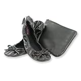 Sidekicks Foldable Ballet Flats Shoes w/ Carrying Case BLACK MEDIUM