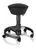 SWOPPER CLASSIC 3D-Aktiv-Bürostuhl Hocker Sitzpolster Normal, Farbe schwarz (Leder), Fussring mit Speedrollen, Feder MEDIUM, Basis Anthrazit, Federfarbe schwarz (SWOPA80RS)