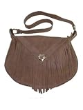 Leather Fringe Hobo Handbag Made in USA Tan