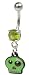 Ghoulish Ghost - Cute Skull Sexy Belly Button Navel Ring Jewelry Light Green