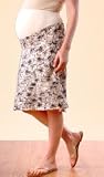 mid belly knee length decorative trim printed fabric maternity skirt