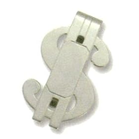 Click here to buy Gold Plated Dollar Sign Money Clip (Silver shown) by Goldfinger.
