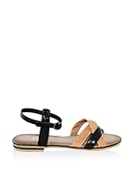 JULIE JULIE Sandalias planas (Negro / Cuero)