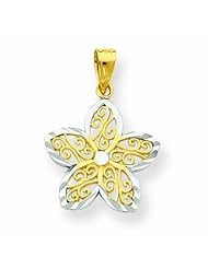 10K Gold & Rhodium Filigree Flower Charm