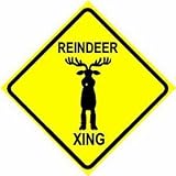 REINDEER CROSSING sign * christmas santa