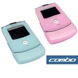 Bargaincell- 2-Piece Value Combo Pack Of Motorola RAZR V3, V3c, V3m, V3i, V3t, V3e Protective Silicon Skin Cover Cases- ( Pink + Baby Blue )
