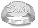 Duke Blue Devils Solid Sterling Silver Script Oval ''DUKE'' Ring Size 6.5