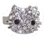 Hello Kitty Ring with Clear Crystal Bow - Adjustable Band