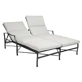 Double Outdoor Chaise Lounge Chair with Cushions - Cannes Pebble - Grandin Road