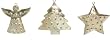 Antiqued Star, Tree and Angel Tin Christmas Ornaments 5"H Set / 6 (2 ea)