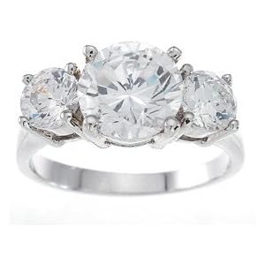 Cubic Zirconia CZ Three 3 Stone Anniversary Ring Size 9