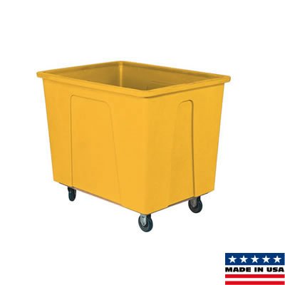 Plastic Box Truck 12Bushel/96Gallon 350lb Cap 4 Caster Yellow