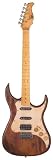 AXL Badwater SRO Electric Guitar with Maple Fretboard, Antique Brown