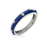 Eve's Addiction Blue Enamel CZ Silver Stackable Ring