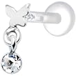 Silver 925 Butterfly Clear Dangling CZ Tragus Earring
