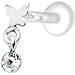 Silver 925 Butterfly Clear Dangling CZ Tragus Earring