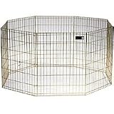 MidWest Gold Zinc Finish 8 Panel Exercise Pen with StepThru Door (each panel is 24W x 30H ( in inches ) - 8 panel)