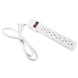 Multi-outlet & Power Strips: Plug-In Six Outlet Power Strip, White