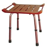 Adjustable Height Teak Bath Bench Stool Rectangular