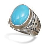 Turquoise Ring with Thunderbird Design on the Band