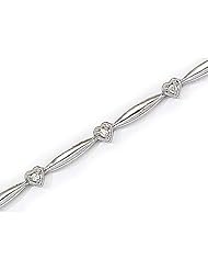 14kt Yellow Gold Diamond Heart Bracelet 0.25ct TW