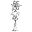 Top Drop Clear Gem Floral Butterfly Titanium Belly Ring