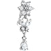 Top Drop Clear Gem Floral Butterfly Titanium Belly Ring