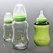 Momo Baby 5oz 3-Pack Glass Baby Bottles and Thermal Hugger (Blue)