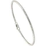 Sterling Silver Italian Round Omega Neck Wire Choker Necklace Nickel Free, 3mm (1/8 inch) round, 18 inch long