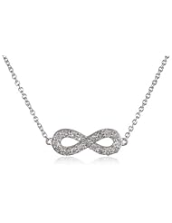 Sterling Silver 1/4 cttw Diamond Infinite Sideway Pendant Necklace, 18"