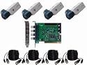 PRO-GVK4P CCTV 4 Camera Color Sony CCD Professional Camera and Geovision Card Kit