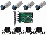PRO-GVK4P CCTV 4 Camera Color Sony CCD Professional Camera and Geovision Card Kit