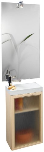 Fackelmann 08453 4-tlg ACTIVE G&auml;ste-WC-Set Touch, Waschbecken inkl. Unterschrank + Spiegel 100x50 cm + Klemmspot
