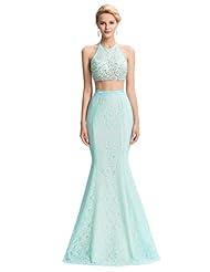 Sexy  Satin Scoop Neck Lace Beaded Sequined Open-Back  Ball Gown Evening Dress/Prom Dress/Party Dress 
