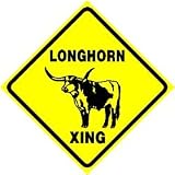 LONGHORN CROSSING sign * street ranch cattle
