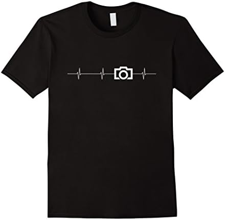 Men's Photographer Heartbeat Tshirt Large Black