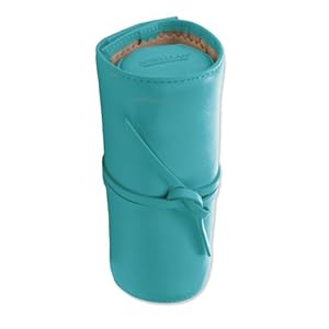 Teal Leather Tie Jewelry Roll