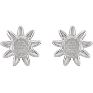 Genuine IceCarats Designer Jewelry Gift 14K White Gold Sunflower Ear W/Safety Bck & B. Pair/09.40X09.40Mm Sunflower Earrings W/Safety Backs Box Sunflower Ear W/Safety Bck & B In 14K White Gold
