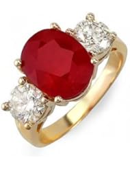 Vintage 5.21 Ct Natural Ruby & Diamond Ring 14 K Gold