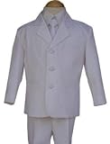 5-Piece Boy's Communion Suit in Solid White - Husky