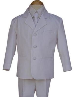 5-Piece Boy's Communion Suit in Solid White - Husky