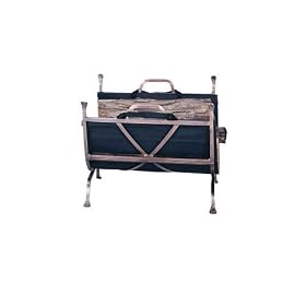 Copper Fireplace Log Rack with Canvas Carrier