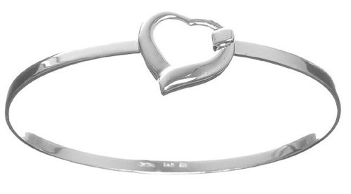 Sterling Silver Heart Bangle Bracelet