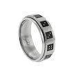 316L Stainless Steel spinner ring with combination of matte and shiny polish - Dice, Die Faces - Width: 8mm (Sizes 9-13)stone - Width: 7mm (Sizes 8-12)
