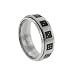 316L Stainless Steel spinner ring with combination of matte and shiny polish - Dice, Die Faces - Width: 8mm (Sizes 9-13)stone - Width: 7mm (Sizes 8-12)