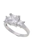 Sterling Silver Princess Cut 3 CZ Anniversary Ring