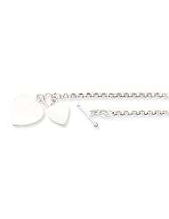 Genuine .925 Sterling Silver Double Heart Toggle Necklace. 100% Satisfaction Guaranteed.